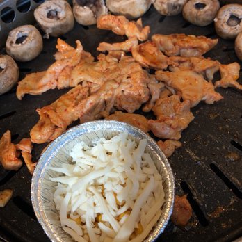 Let's Meat Kbbq - Button mushrooms, spicy chicken and corn with cheese - Korean Near Me - Charlotte, North Carolina Let's Meat Kbbq - Button mushrooms, spicy chicken and corn with cheese - Korean Near Me - Charlotte, North Carolina