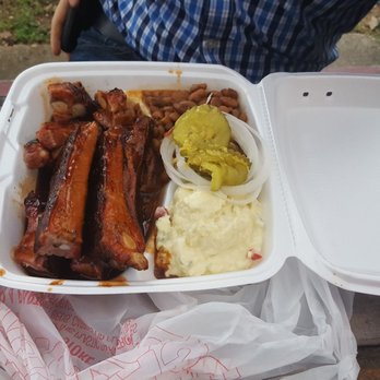 Fitties BBQ - Beef ribs, pinto beans and potato salad - Barbeque Near Me - Bastrop, Texas Fitties BBQ - Beef ribs, pinto beans and potato salad - Barbeque Near Me - Bastrop, Texas