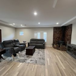 Precision Woodcraft Hardwood Flooring - Family room that Randy refinished. Even popped out some ugly boards and replaced them.