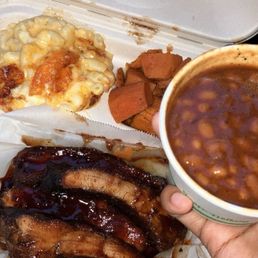 Pork Ribs Candied Yams Mac and Cheese Baked Beans Pork Ribs Candied Yams Mac and Cheese Baked Beans