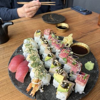 Sushi Row - Tuna nigiri, shrimp tempura roll, spicy lucca roll, rocco roll - Sushi Bars Near Me - Colorado Springs, Colorado Sushi Row - Tuna nigiri, shrimp tempura roll, spicy lucca roll, rocco roll - Sushi Bars Near Me - Colorado Springs, Colorado