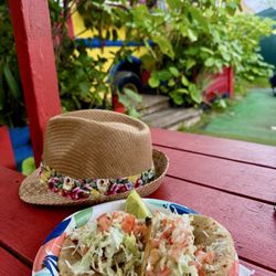 One chicken & one fish taco