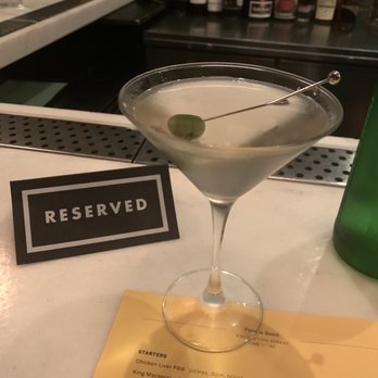 FIG - Dirty martini with parm stuffed olive - New American Near Me - Charleston, South Carolina
