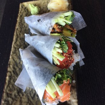 Domo Kitchen - Salmon handroll, spicy tuna, and yellowtail. Must try them so delicious and has many other items on the menu from Chinese to Japanese. - Sushi Bars Near Me - San Diego, California Domo Kitchen - Salmon handroll, spicy tuna, and yellowtail. Must try them so delicious and has many other items on the menu from Chinese to Japanese. - Sushi Bars Near Me - San Diego, California