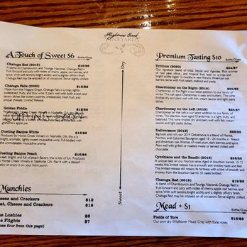 Hightower Creek Vineyards - Tasting menu - Wine Tasting Room Near Me - Hiawassee, Georgia