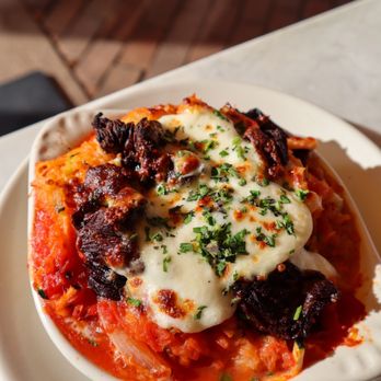 True Food Kitchen - Spaghetti Squash Casserole with Steak @tiffhuangry - New American Near Me - Alpharetta, Georgia