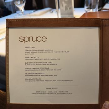 Spruce - Fixed Menu (pg. 1) | 4/15/2025 - American Near Me - San Francisco, California