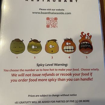 Baan Thai - I love the heat chart - Thai Near Me - Seaside, California Baan Thai - I love the heat chart - Thai Near Me - Seaside, California