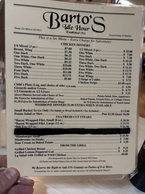 Menu photo 2 Barto's Idle Hour Frontenac, KS Menu photo 2 Barto's Idle Hour Frontenac, KS