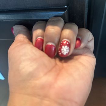 Pink Nails & Spa - Snowflake done freehand. - Nail Salons Near Me - Chandler, Arizona Pink Nails & Spa - Snowflake done freehand. - Nail Salons Near Me - Chandler, Arizona