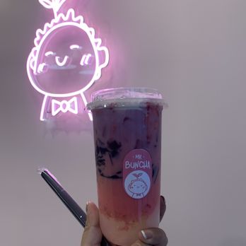 Mr Buncha - PinkSky milk tea with herbal and lychee jelly! - Bubble Tea Near Me - Sunnyside, New York