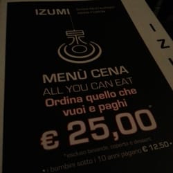 Izumi - All you can eat 25 euro a cena bevande escluse
