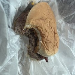 Yeck's Family Drive - Plain bacon cheeseburger with a bite gone (sorry)