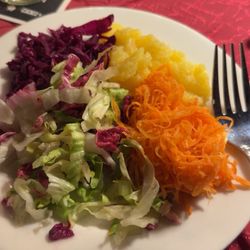Schlosswirtschaft Schattenburg - Salad plate served with the schnitzel- the potato salad was amazing!