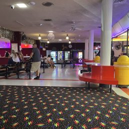 Inside - the snack bar is to the right, rink to the left