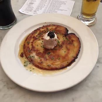 Neptune Oyster - Johnnycake with smoked trout and sturgeon caviar = Perfection. - Seafood Near Me - Boston, Massachusetts Neptune Oyster - Johnnycake with smoked trout and sturgeon caviar = Perfection. - Seafood Near Me - Boston, Massachusetts