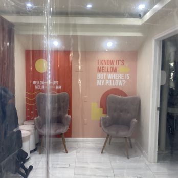 QQ Nails & Spa - Each seat outfitted with curtain dividers for covid (my view for pedicure). Temp taken when you enter. - Nail Salons Near Me - New York, New York