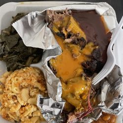 Big Boys Original Smokehouse - Brisket Dinner with Mac n Cheese, Baked Beans, and Collard Greens