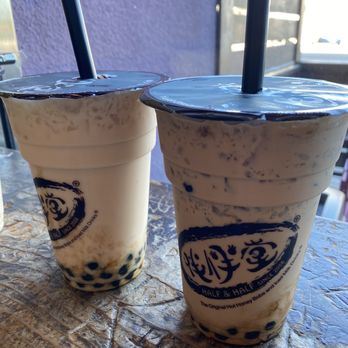 Half & Half Tea Express - Jasmine Milk tea with Boba (Left) Milk tea with Boba (Right) - Juice Bars & Smoothies Near Me - Monterey Park, California Half & Half Tea Express - Jasmine Milk tea with Boba (Left) Milk tea with Boba (Right) - Juice Bars & Smoothies Near Me - Monterey Park, California