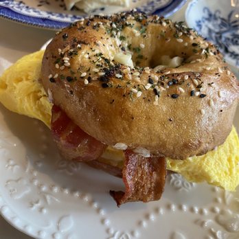 Clayton's Bakery & Bistro - Egg, Bacon, Fontina on Everything bagel - Bakeries Near Me - Coronado, California