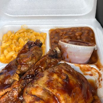 Tin Hut BBQ - 3 choice meat smoked ribs, smoked chicken, pulled pork, smoked beans, and spicy Mac & Cheese w/ small sauce - Barbeque Near Me Tin Hut BBQ - 3 choice meat smoked ribs, smoked chicken, pulled pork, smoked beans, and spicy Mac & Cheese w/ small sauce - Barbeque Near Me