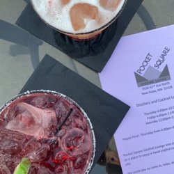 Pocket Square Cocktail Lounge - Top drink- guava something I already forgot Bottom drink- Can lime with sugar rim