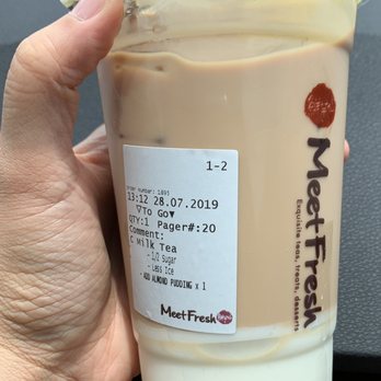 Meet Fresh - Milk tea with almond pudding sub instead of egg pudding. - Desserts Near Me - Houston, Texas Meet Fresh - Milk tea with almond pudding sub instead of egg pudding. - Desserts Near Me - Houston, Texas