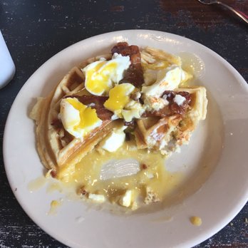 Magpie Cafe - Waffle eggs Benedict with bacon and goat cheese. - Bakeries Near Me - Baton Rouge, Louisiana