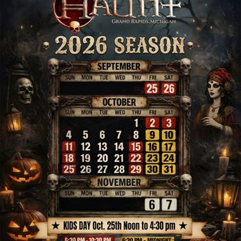 The Haunt - 2026 Haunt schedule. Get your tickets at www.the-haunt.com - Haunted Houses Near Me - Wyoming, Michigan The Haunt - 2026 Haunt schedule. Get your tickets at www.the-haunt.com - Haunted Houses Near Me - Wyoming, Michigan