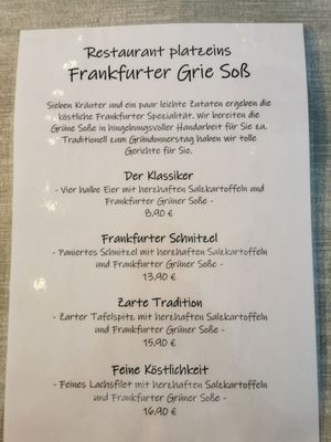 Menu photo 2 Restaurant Platzeins Frankfurt, HE Menu photo 2 Restaurant Platzeins Frankfurt, HE