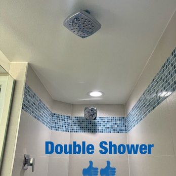 Lido Beach Resort - Roomy double shower with rainfall shower heads - Venues & Event Spaces Near Me - Sarasota, Florida