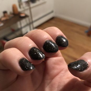 Bright Nails & Spa - Black gel with pointed nails - Skin Care Near Me - New York, New York