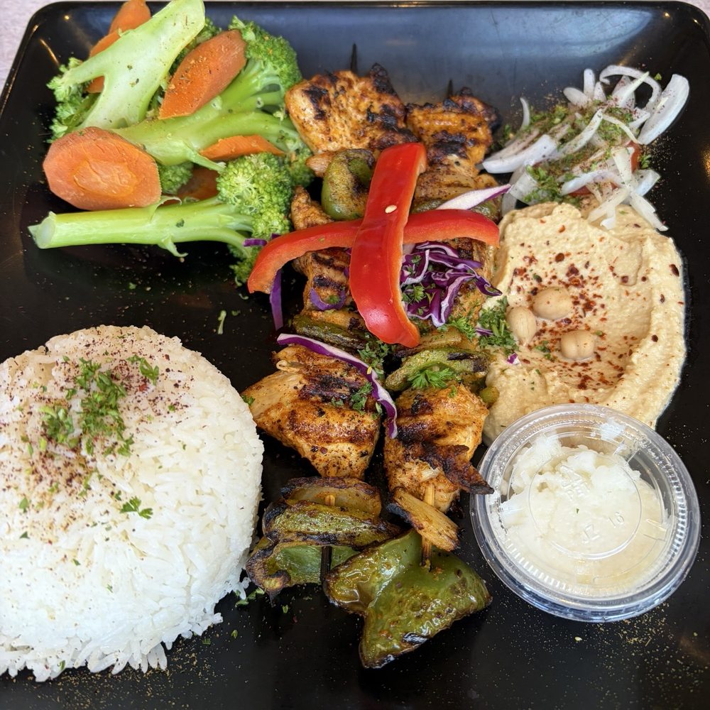 Aristo Cafe - Chicken Kabob entree (a house specialty, 25 years most popular dish) - Mediterranean Near Me - Torrance, California