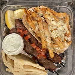 The Great Greek, NV, North Las Vegas - Beef kebab, Greek fries, pita, tzatziki