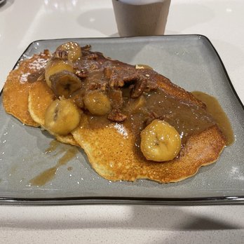 Holmes - GF pancakes with bananas foster topping - Southern Near Me - New Orleans, Louisiana Holmes - GF pancakes with bananas foster topping - Southern Near Me - New Orleans, Louisiana