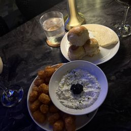 Soft baked potato rolls and Caviar tater tots Soft baked potato rolls and Caviar tater tots