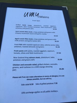 Menu photo 1 Umu Restaurant Bar Coromandel, WKO
