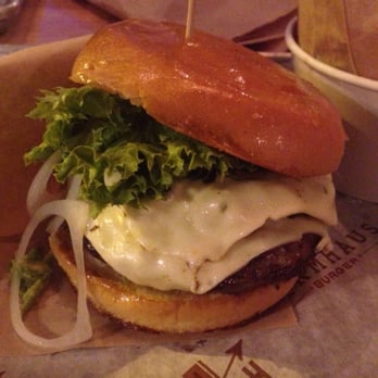 Farmhaus Burger - Beef burger on white bread with avacado and pepper jack - Burgers Near Me - Augusta, Georgia