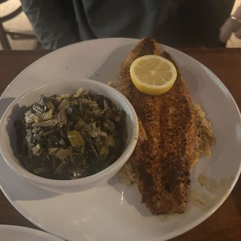 Goodwood Brewing Frankfort - Blackened catfish with Cajun rice and collard greens - Brewpubs Near Me - Frankfort, Kentucky Goodwood Brewing Frankfort - Blackened catfish with Cajun rice and collard greens - Brewpubs Near Me - Frankfort, Kentucky