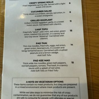 Chao Baan - Vegetarian menu - Thai Near Me - St. Louis, Missouri