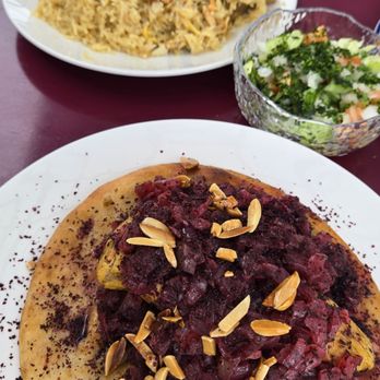 Flip It Authentic Mediterranean - Msakhan (front)  Maklouba (back) - Mediterranean Near Me - Raleigh, North Carolina