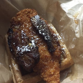 Taste of Randolph - Waffle with chicken and pork belly - dry, not good, syrup all over the wrapper - Festivals Near Me - Chicago, Illinois Taste of Randolph - Waffle with chicken and pork belly - dry, not good, syrup all over the wrapper - Festivals Near Me - Chicago, Illinois