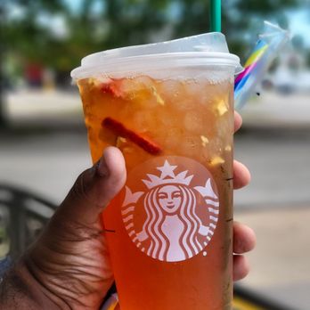 Starbucks - Strawberry & Pineapple Refresher (made with green tea instead of water) I also got a free straw for free reusable straw day. - Coffee & Tea Near Me - Norfolk, Virginia Starbucks - Strawberry & Pineapple Refresher (made with green tea instead of water) I also got a free straw for free reusable straw day. - Coffee & Tea Near Me - Norfolk, Virginia