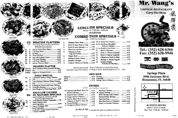 Menu photo 5 Mr Wang Chinese Restaurant Homosassa, FL