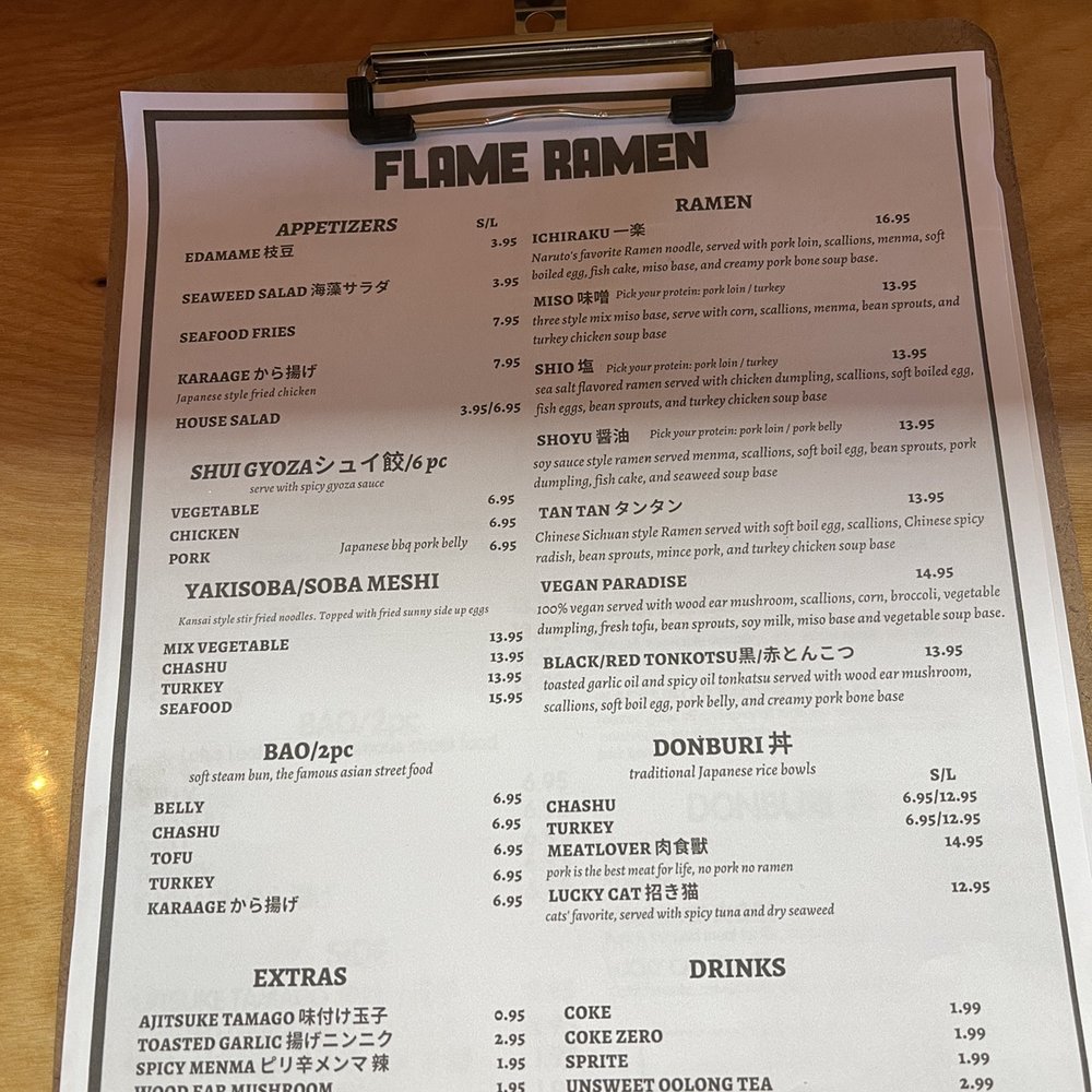 Flame Ramen - Menu - Ramen Near Me - Memphis, Tennessee
