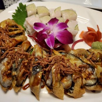 Forty Five Degrees - Corona roll (in the back) and Rock n Roll (in the front) - Sushi Bars Near Me - Indianapolis, Indiana