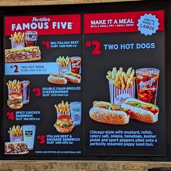Portillo's Allen - a menu for two hot dogs - Burgers Near Me - Allen, Texas Portillo's Allen - a menu for two hot dogs - Burgers Near Me - Allen, Texas