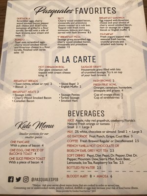 Menu photo 7 Pasquales Put-in-Bay, OH