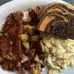 Eggs whites, hash and rye