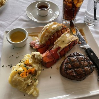 Chart House - Filet 7oz and 2  lobster tail with mash potatoes - Seafood Near Me - Alexandria, Virginia